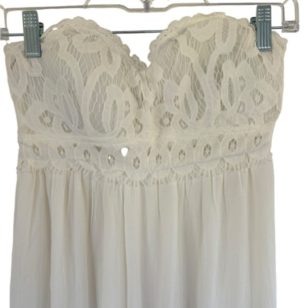 The Post Strapless White Lace‎ Bust Maxi Dress Size Medium - Picture 2 of 6